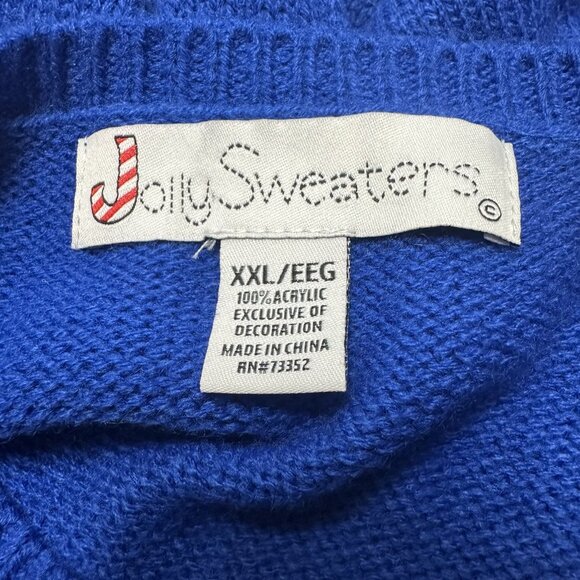 Christmas Men's Ugly Sweater Snowman with Beer Sze XXL Blue Holiday - Picture 7 of 8